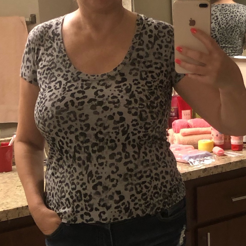 Lucky Brand Gray and Black Patterned Top